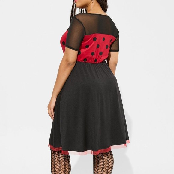 ❤️NWT VINTAGE TORRID LADYBUG COSTUME COSPLAY MINI DRESS POCKETS MESH & TULLE - Picture 2 of 12